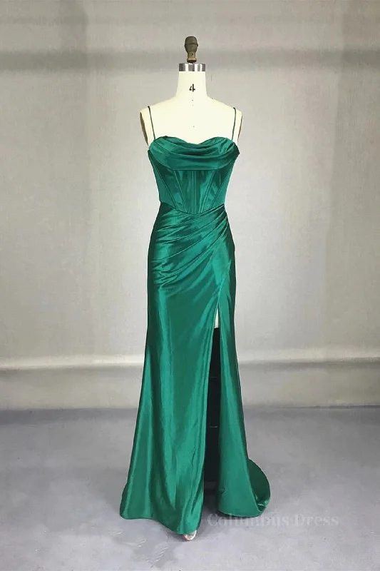 Strapless Dark Green Corset Prom Dresses, Dark Green Corset Formal Evening Dresses outfit