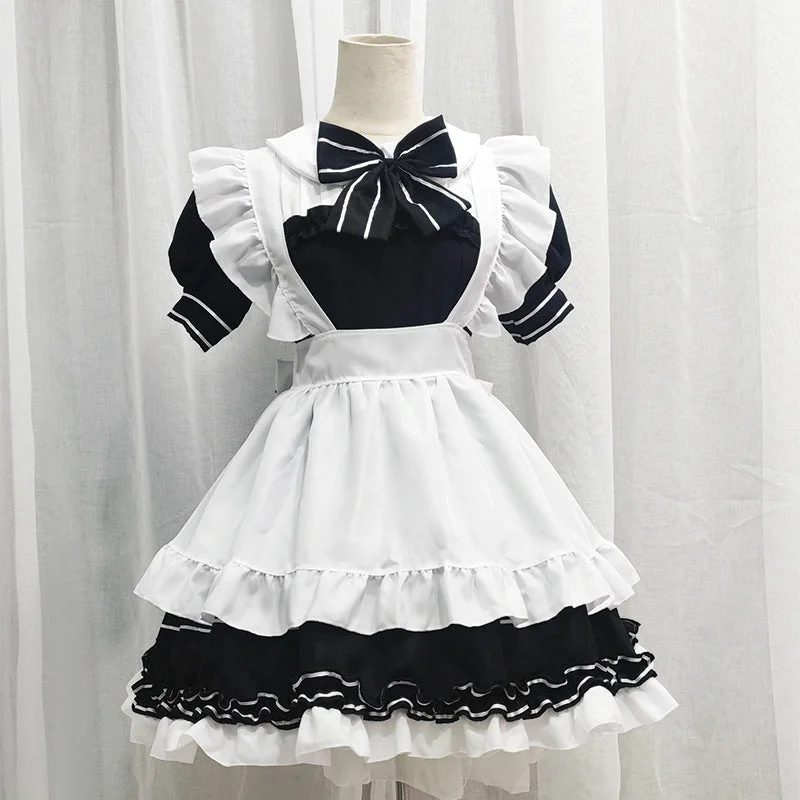 Stripes Ruffle Maid Dress