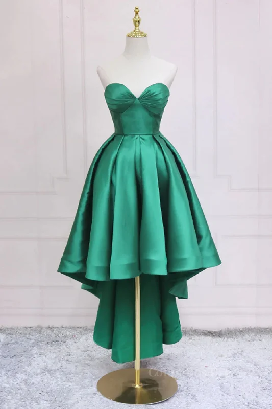 Sweetheart Neck Green High Low Corset Prom Dresses, Green High Low Graduation Corset Homecoming Dresses outfit