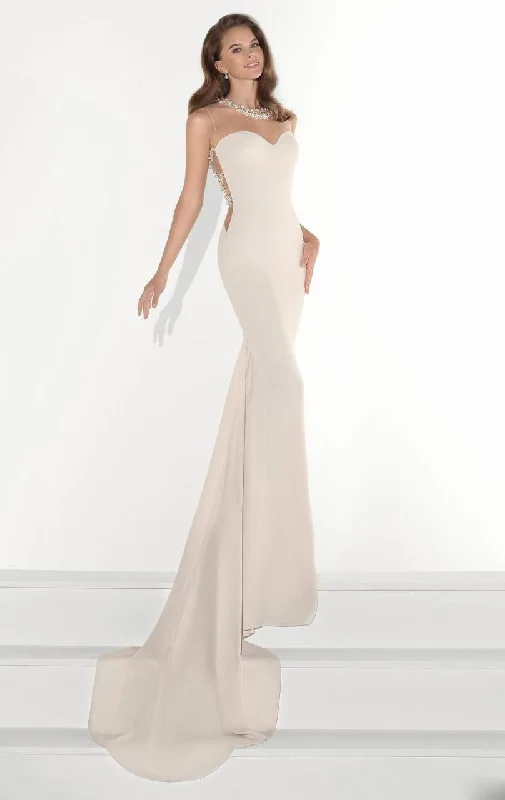 Tarik Ediz - Embellished Illusion Sweetheart Sheath Dress 92824