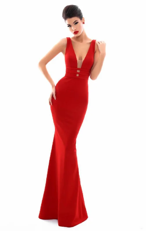 Tarik Ediz - Plunging V Neck Mermaid Evening Dress 50336