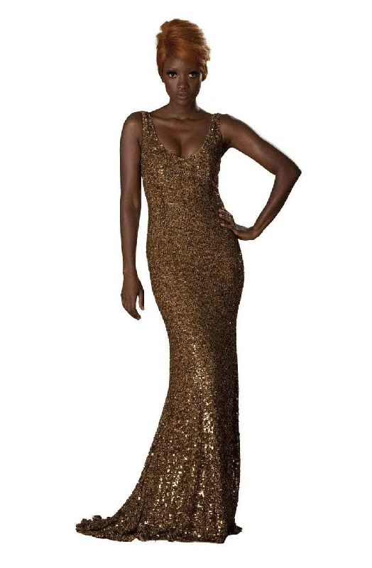 Theia - 881743SC Glittering Sleeveless Scoop Column Dress