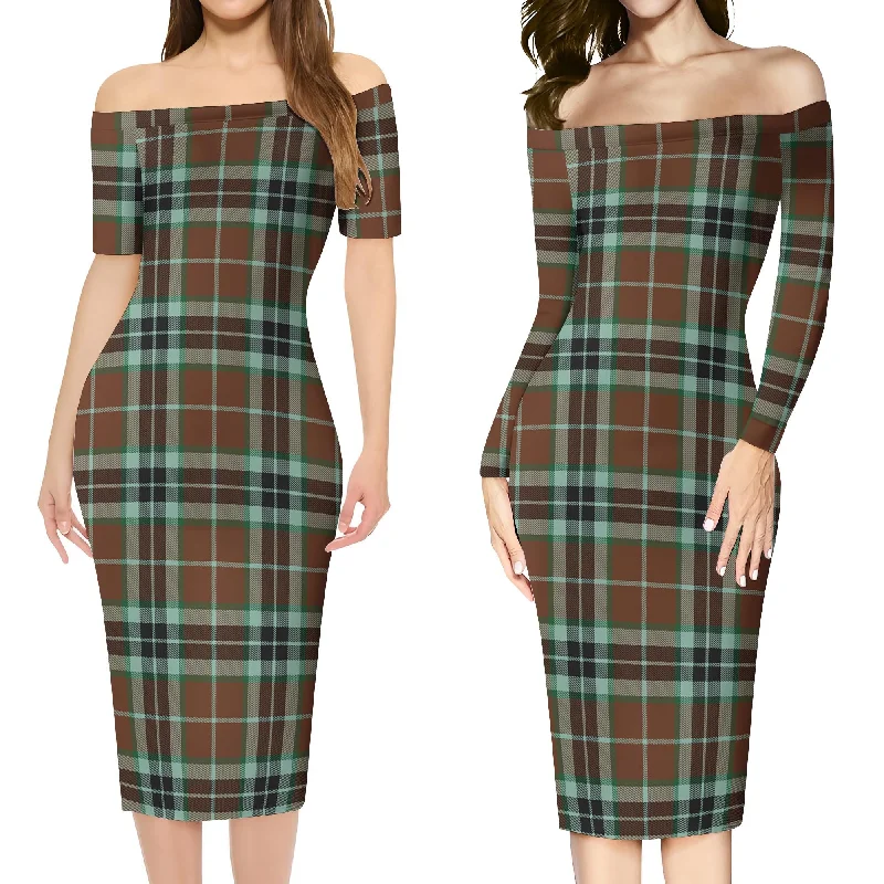 Thomson Hunting Modern Tartan Off Shoulder Lady Dress