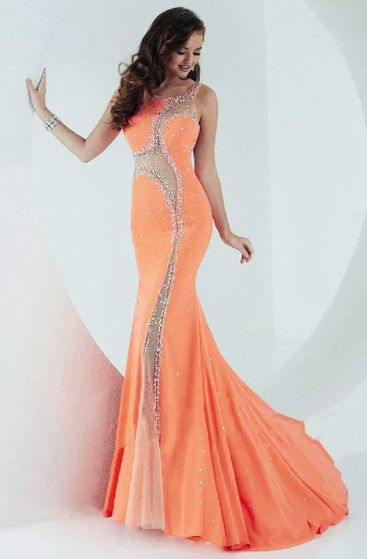 Tiffany Designs - 16191SC Sheer Beaded Body Hugging Gown