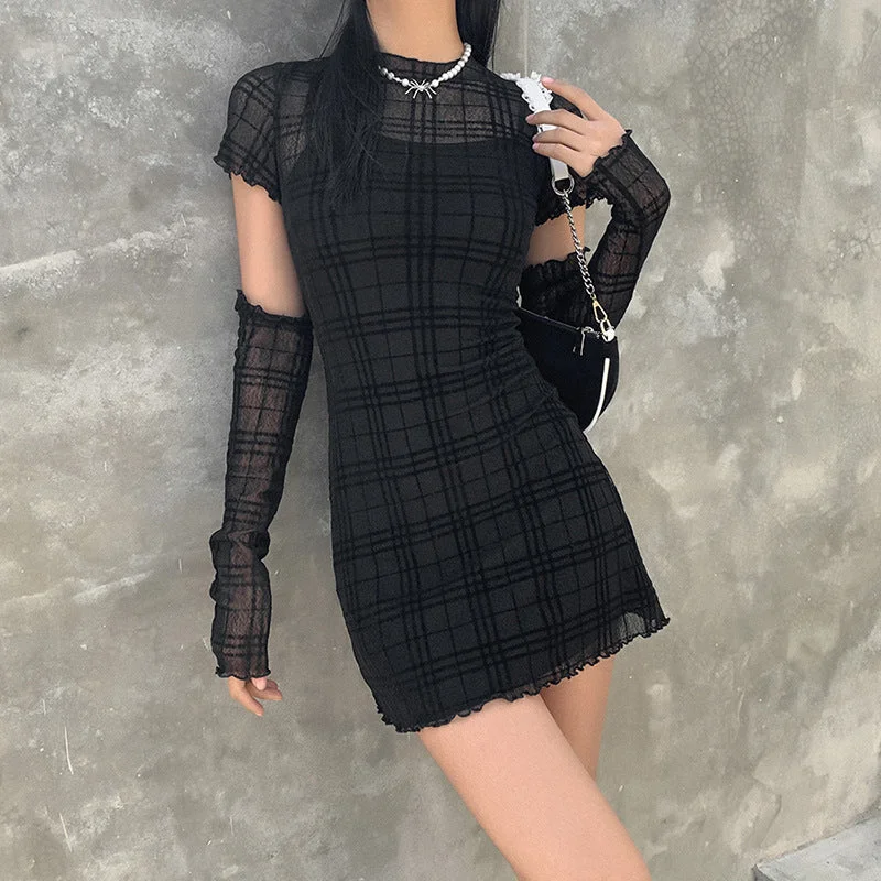 Transparent Checkered Dress