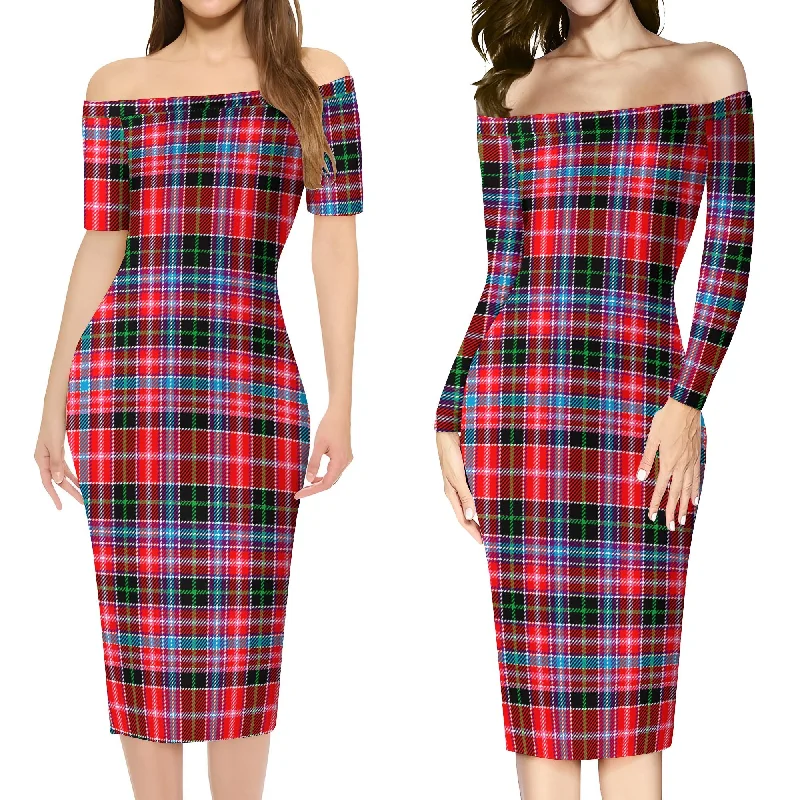 Udny Tartan Off Shoulder Lady Dress