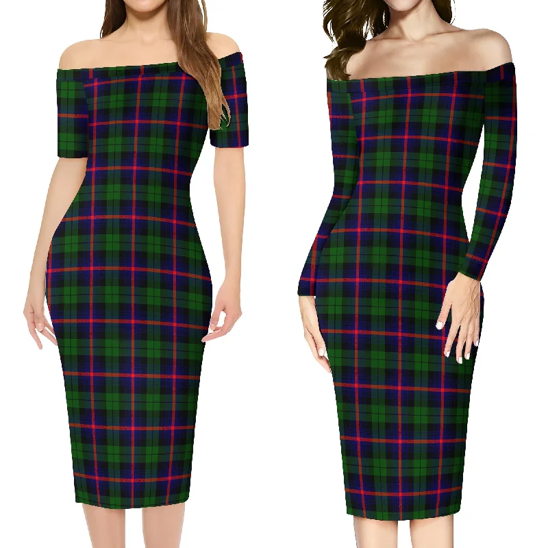 Urquhart Modern Tartan Off Shoulder Lady Dress