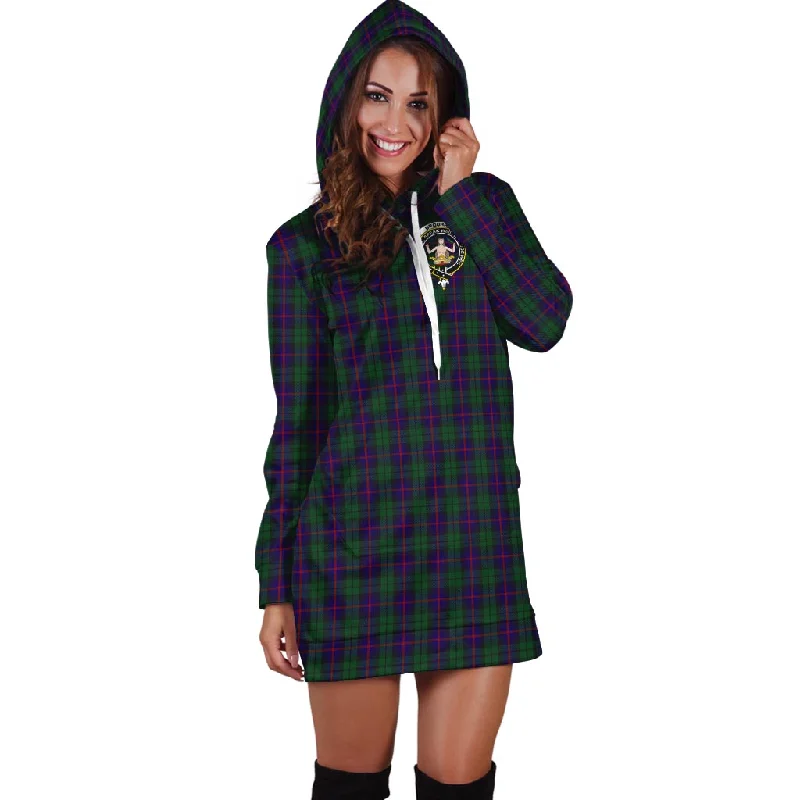 Urquhart Tartan Hoodie Dress with Family Crest