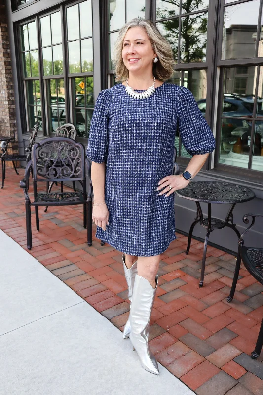 Blue Tweed Dress