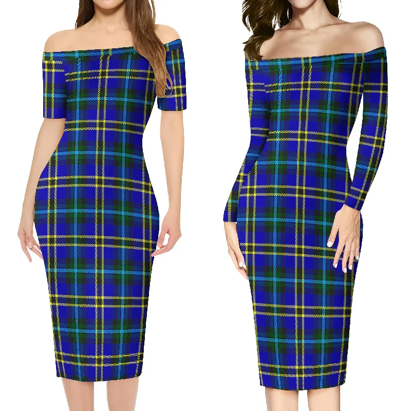 Weir Modern Tartan Off Shoulder Lady Dress