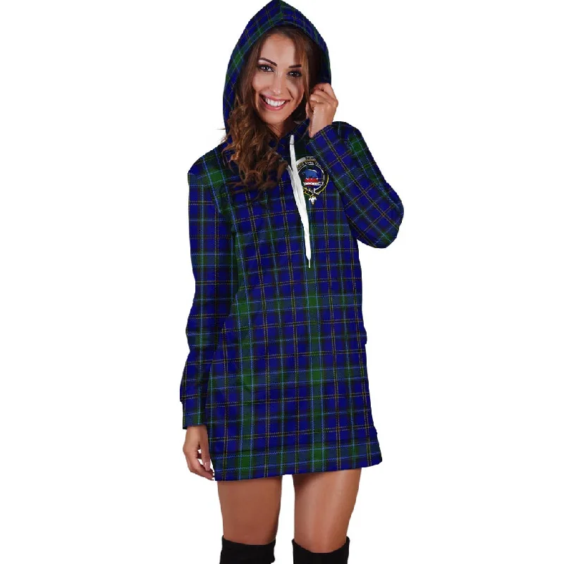 Weir Tartan Hoodie Dress with Family Crest