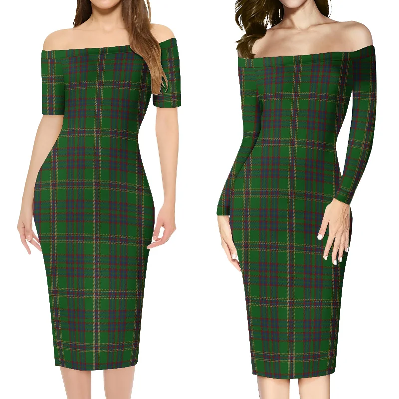 Westmeath County Ireland Tartan Off Shoulder Lady Dress