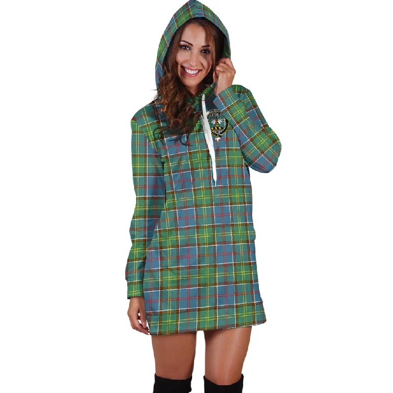 Whitelaw Tartan Hoodie Dress with Family Crest