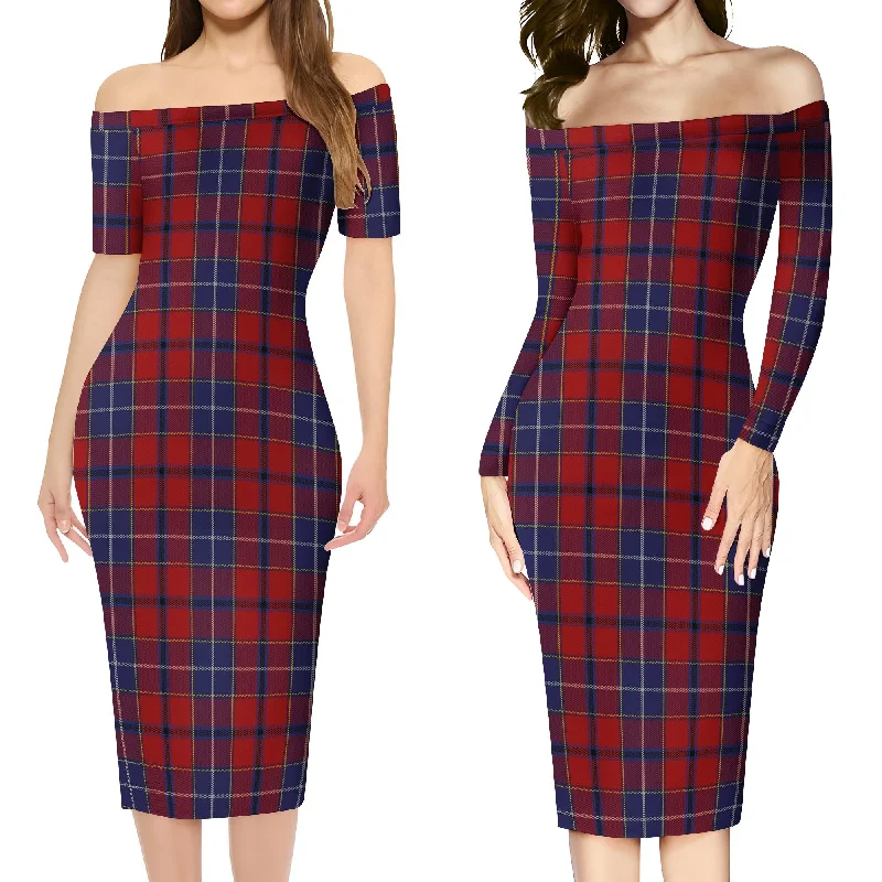 Wishart Tartan Off Shoulder Lady Dress