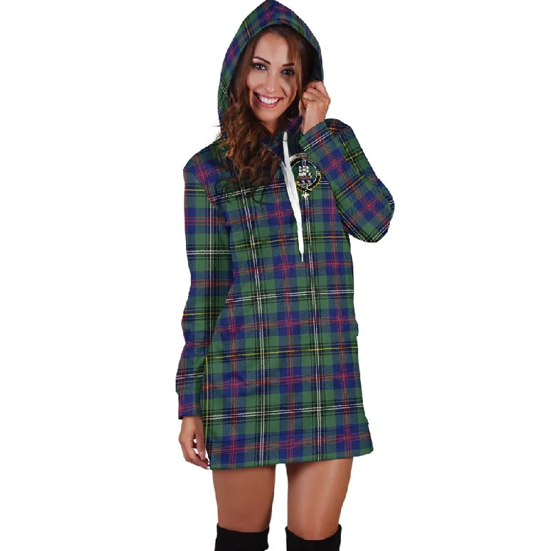 Wood Modern Tartan Hoodie Dress with Family Crest