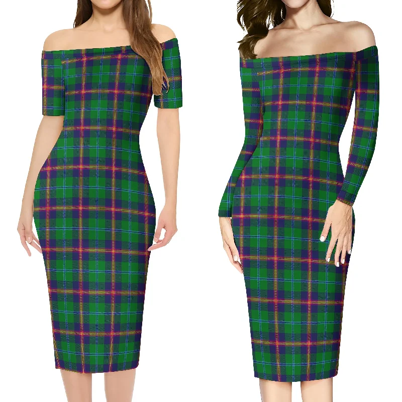 Young Tartan Off Shoulder Lady Dress