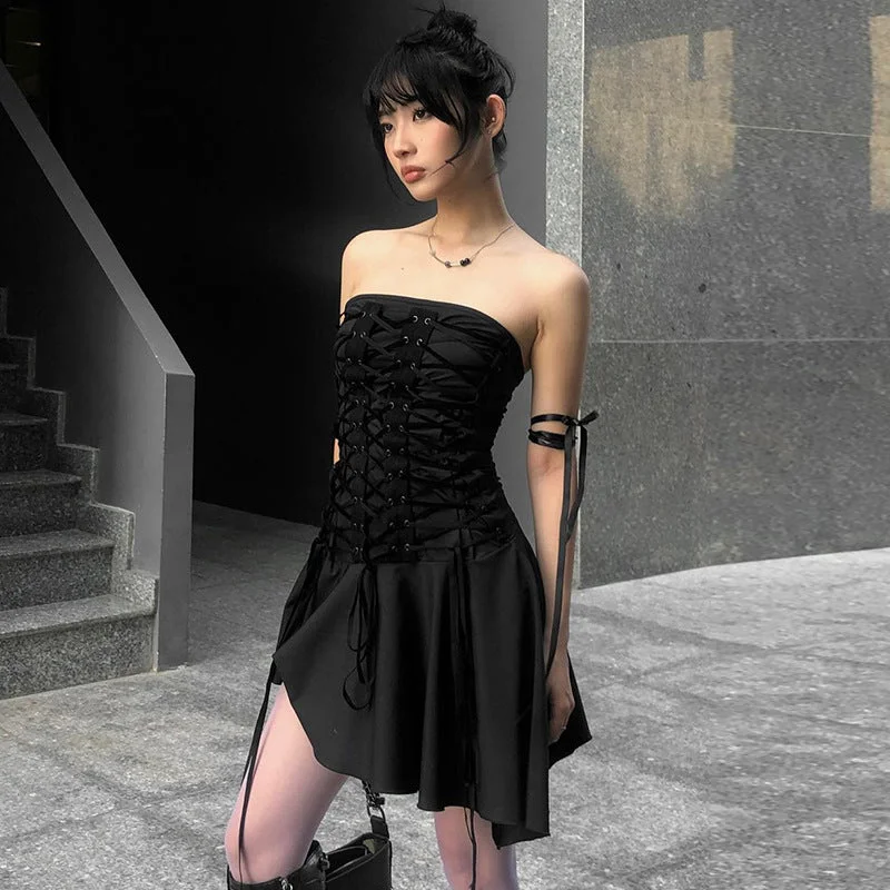 Dark Corset Strings Slim Dress