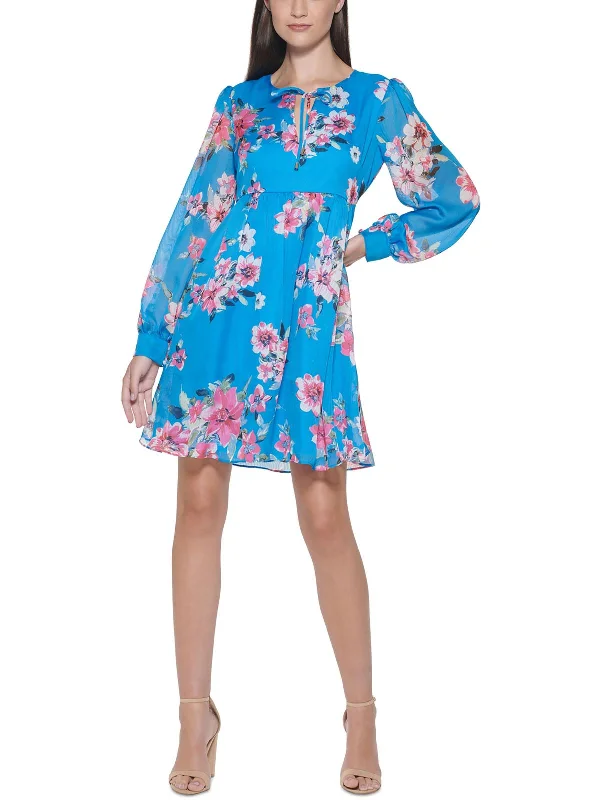 Womens Floral Mini Shift Dress