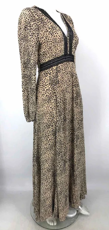 BALTIC BORN Beige Black Print Longsleeve Size SMALL (S) Dress