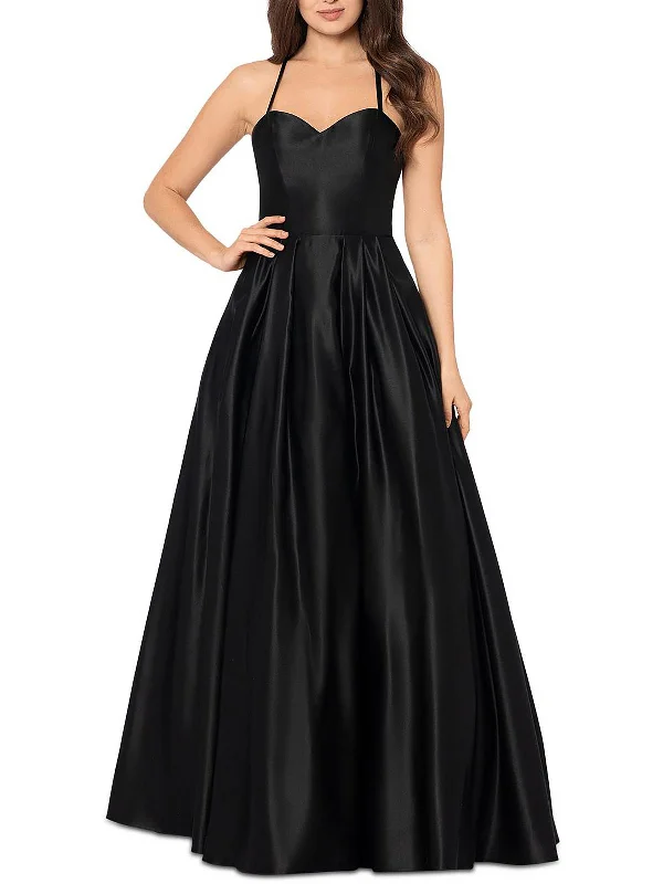 Juniors Womens Illusion Long Evening Dress