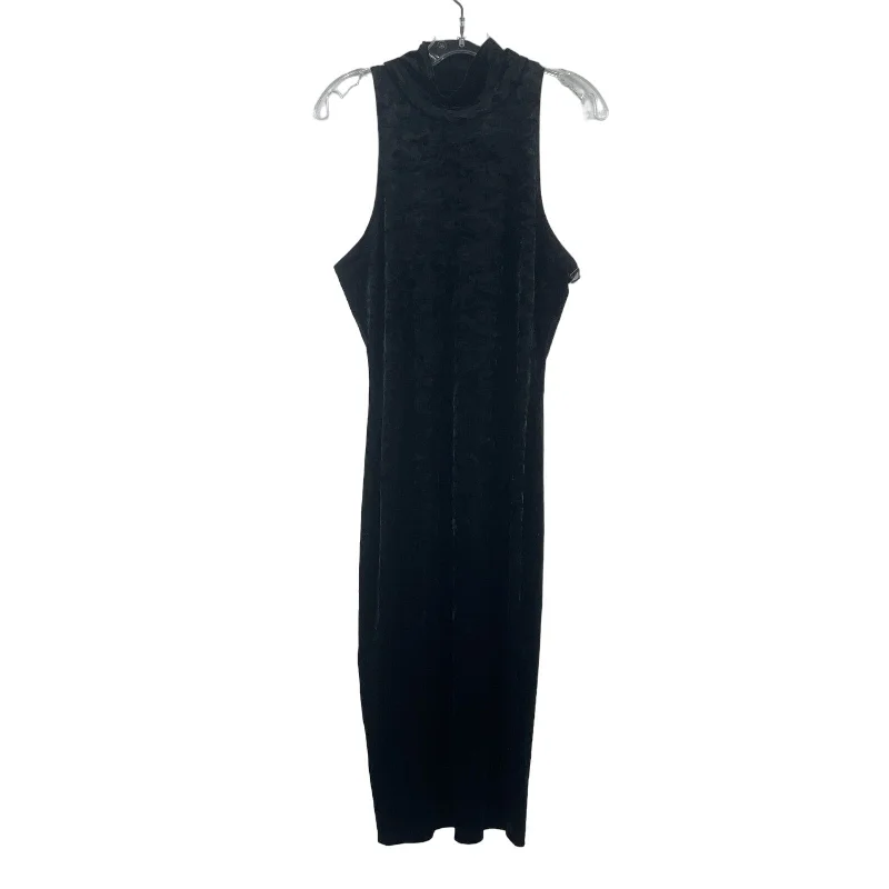 Kendall & Kylie Black Crushed Velvet Mock Neck Tank Dress Womens Size L NWT