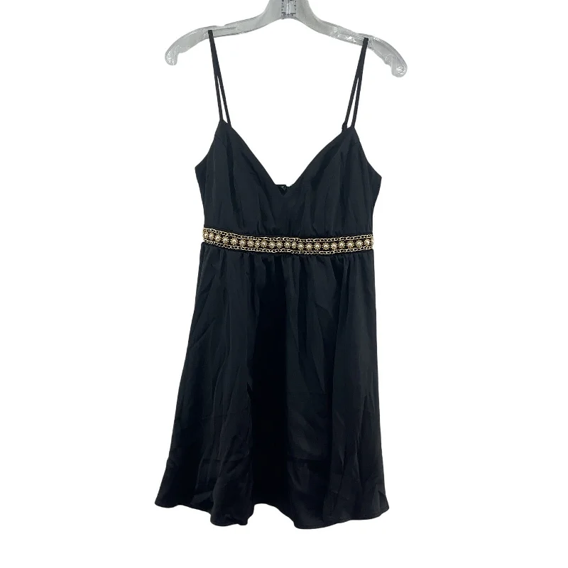 Mi Ami Black Gold Beaded Chain Waist Women's A-Line Tank Dress, S, NWT