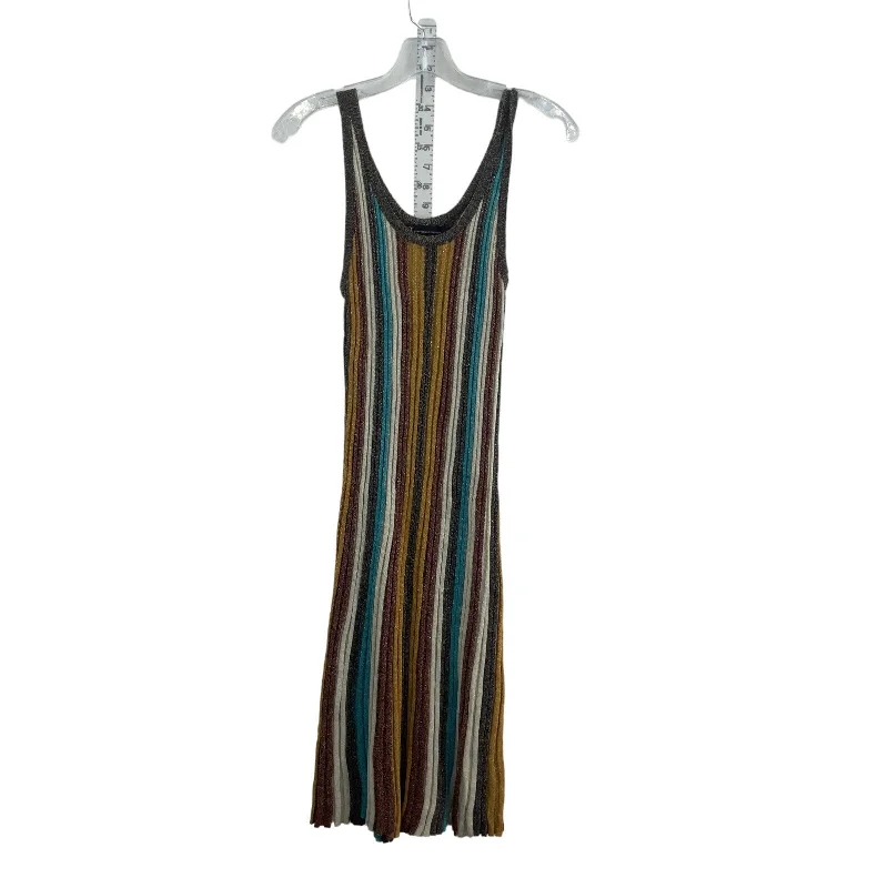 New York & Company Multicolor Jewel Tone Striped Women Knit Sweater Tank Dress M