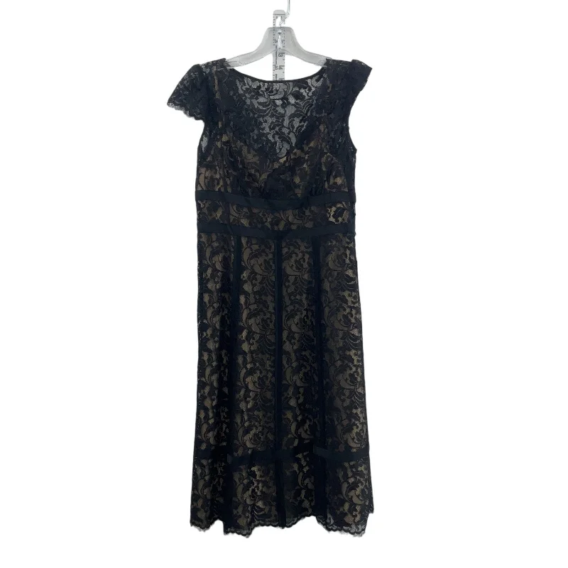 Ann Taylor LOFT Black Lace Beige Womens A-Line Midi Dress Nylon Petite Size 4