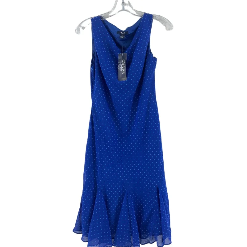 Chaps Women's Petite Polka Dot Blue Tank Dress Size 6P/M NWT Knee Length