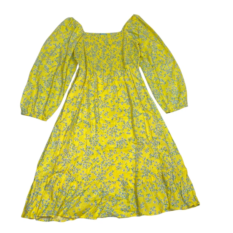 Dress Casual Midi By Draper James Rsvp In Yellow, Size: Xxl