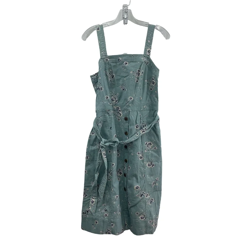 Gap Blue Midi Prairie Floral Womens Overall Dress - Size 0 Cotton Blend Preowned