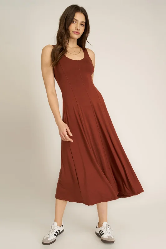 Loma Seamed Tank Dress - Russet Brown