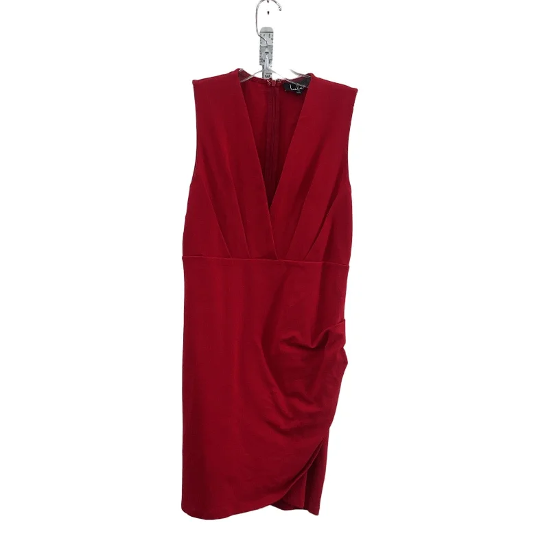 Lulu's Red Wrap Midi Dress Womens Blouson Rayon Medium Preowned