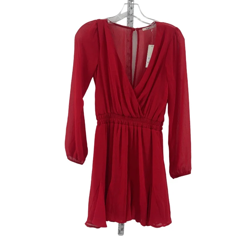 Mi Ami Red Wrap Womens Long Sleeve Dress 2XS Midi Polyester Preowned