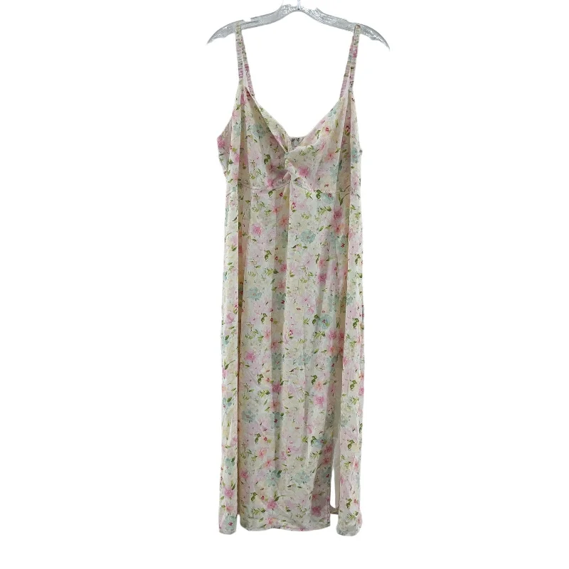 NWT Abercrombie Cream Floral Spaghetti Strap Midi Dress Women’s Size XL Petite