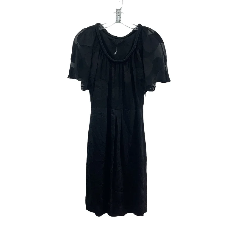 Poleci Black Silk Midi Blouson Dress, Size 2 - Preowned Womens