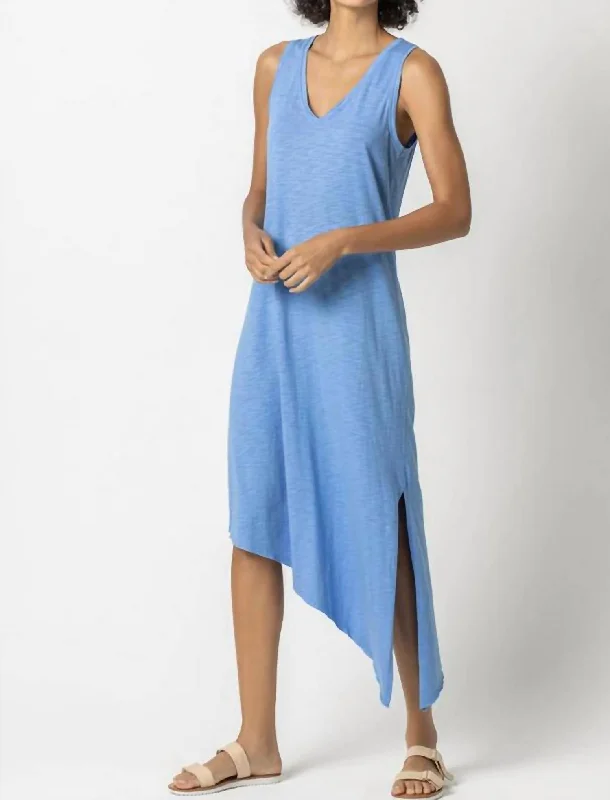 V-Neck Tank Dress In Bluefin