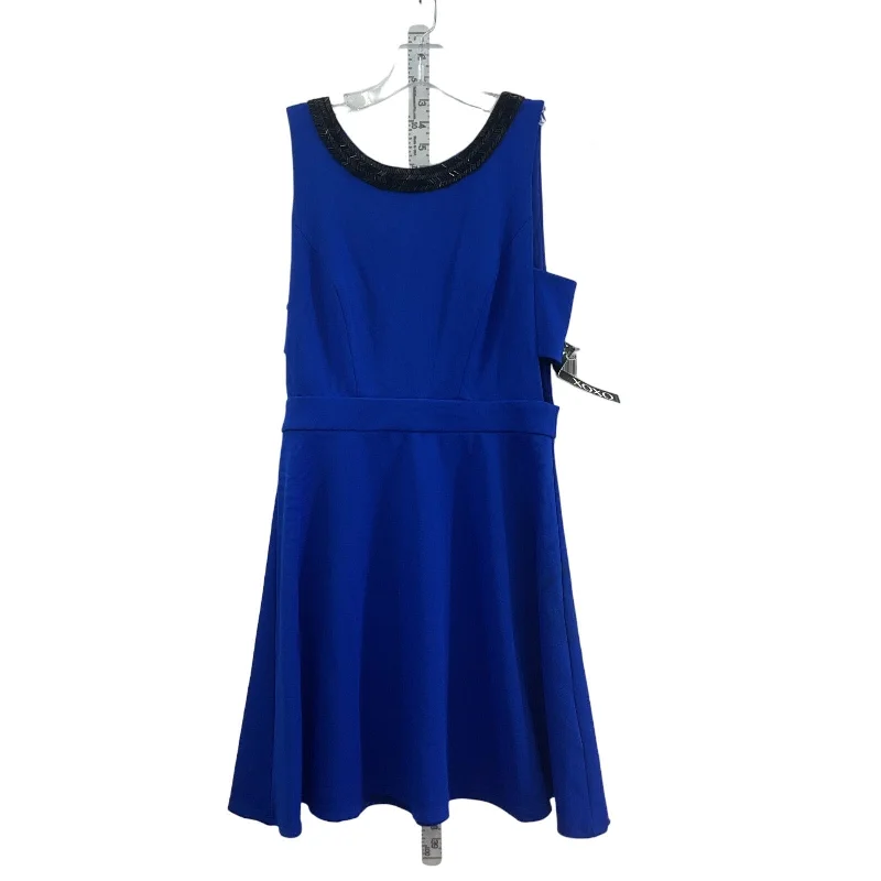 XOXO Blue Jewel Bilee Fit & Flare Midi Dress M Polyester NWT Womens