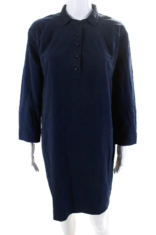 Pomander Place Women's Collar Long Sleeves Shift Moni Dress Blue